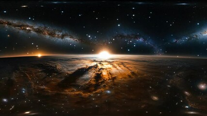 Wall Mural - a captivating of the cosmos at dusk, featuring a breathtaking night sky with stars and nebulae