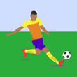 © tetuko - Illustration vector style Football Soccer player kicking a ball on the field during a game