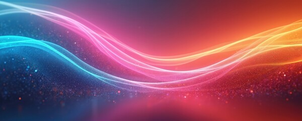 Wall Mural - futuristic abstract background with colorful neon light curves, vibrant hues. dynamic design with br