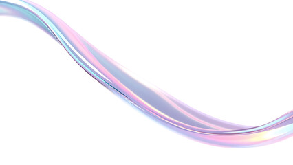 3d abstract liquid glass transparent clear ribbon wave line render Rainbow fluid flow curve shape wi