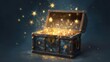 © Oleksandr - Secret Chest. Glowing Stars and Sparkles in Opened Treasure Chest