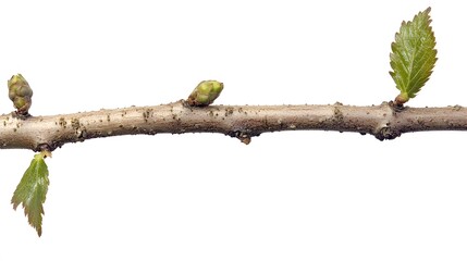 Spring Branch with Buds and Leaves, Botany Closeup