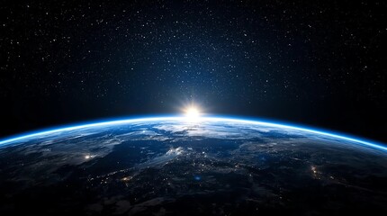 blue sunrise, view of earth from space