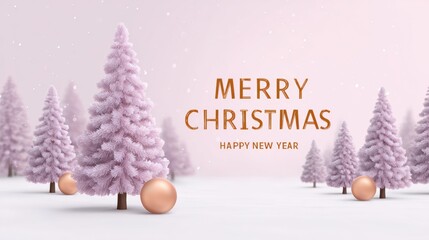 Wall Mural - Multiple decorated Christmas trees covered in snow outdoors during daytime winter setting.