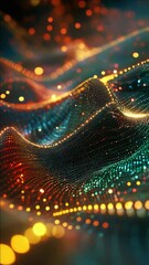 Wall Mural - Vibrant digital art featuring sparkles and a mountain-like shape.