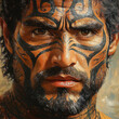 © Anvar - Man with black face paint in painting.