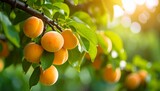 たわわに実った杏子の果実