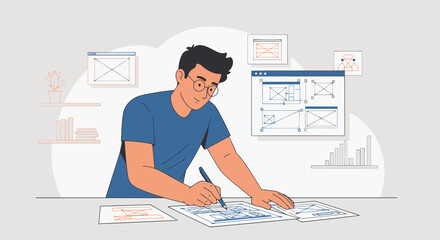 Man Designing User Interface For Software Application Development Process