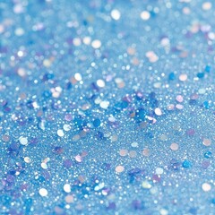 Wall Mural - Sparkling Light Blue Texture Background with Glitter Confetti and Bokeh Effects