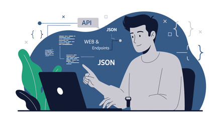 Web Development Api Connection With Json Format Software Engineer Concept