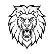 © Crazy Dreamy Boy - angry lion head in bold line art with sharp mane version two on white background Vector illustration