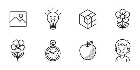 Wall Mural - basic line icon set. simple, minimalist icons with lines for everyday use
