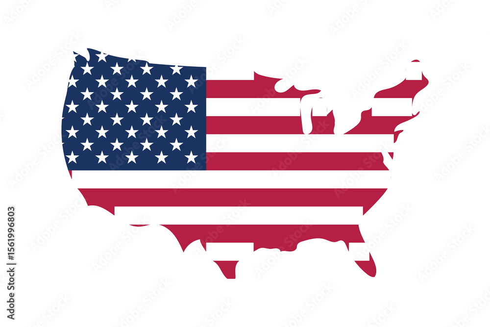 American Flag Inside USA Map — Vector Map of United States with ...