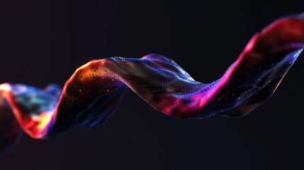 Wall Mural - Abstract data waves in vibrant colors create mesmerizing visual effect, showcasing fluid motion and dynamic energy