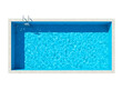 © Bibekananda - Top view of a rectangular swimming pool with clear blue water and ladders isolated