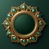 Ornate gold and jade circular frame with floral design