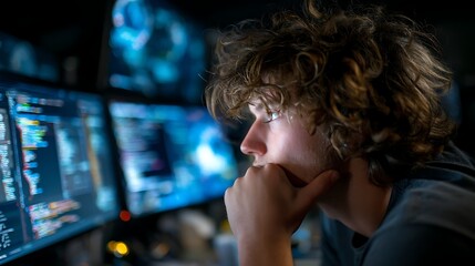 Coder analyzing data deeply