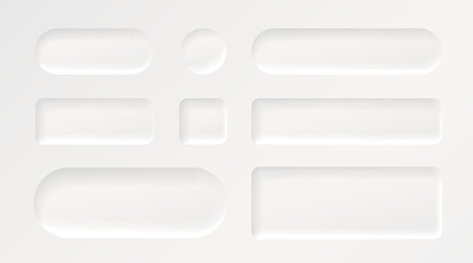 Wall Mural - frame button, white color set, minimal label message. vector illustration