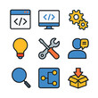 © Willy - Software development and coding process illustrated with tools and symbols vector graphics