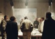 © Nadia - Military and political leaders stand around a large table covered with documents, studying maps in a dimly lit war room, discussing critical strategies under focused spotlights.