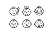 © Art Fusion - Sick child emoji icons: sad, crying, fever, coughing faces vector icon isolated illustration