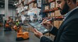 © Arifin Studio - Warehouse manager using tablet with global logistics overlay