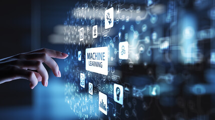 Wall Mural - machine deep learning algorithms, artificial intelligence, ai, automation and modern technology in b