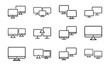 © Bellal Icon Studio - Collection of computer monitor icons depicting various configurations and arrangements in minimalist style