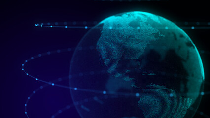 Wall Mural - network connection structure. abstract technology background with digital connecting data on planet.
