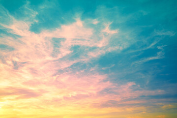 Wall Mural - colorful cloudy sky at sunset. gradient color. sky texture, abstract nature background
