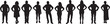 © Curto - Vector; silhouette of a group of women and men standing and arms akimbo