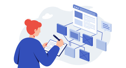Web design planning vector illustration - project management in flat style for workflow optimization