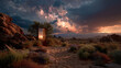 © IndyWingman - A dimensional door in the desert , twilight fantasy sky is background.