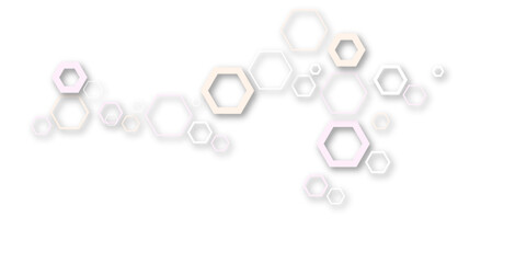 Wall Mural - Abstract hexagon pattern with soft pastel tones and subtle shadows on a white background. Minimal geometric design ideal for technology, medical, or modern presentation concepts.