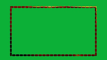 Wall Mural - Golden 3D dotted rectangle shape shining and animation on green screen background for creative project	