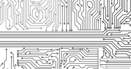 Wall Mural - a grey circuit line technology pattern on white background. seamless pattern of circuit board