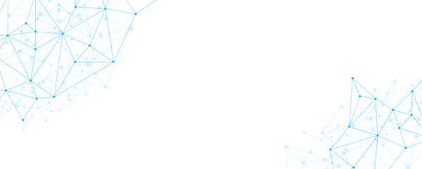 Abstract white blue digital technology futuristic communication high tech concept background. Technology dots lines connect network background.	