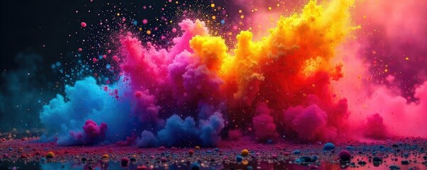 Wall Mural - vibrant color powder explosion chaotic beauty of destruction and vivid hues