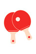 © Monika Jurczyk - High-res illustration of two red table tennis paddles with beige handles, overlapping on a white background. Perfect for sports, games, recreation, hobby and activity-themed designs. Isolated PNG