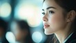 © ThisDesign - Woman speaking at a meeting, businesswoman, side view, generative ai