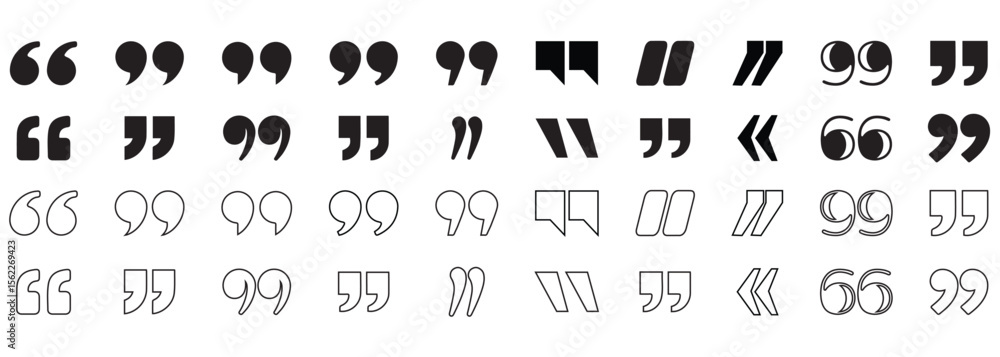 Quote Inverted Texts Quote mark icon set. Quotes, speech, inverted commas and talking marks ...