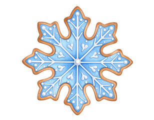 Wall Mural - Magnificent intricate snowflake design in blue and white on transparent background