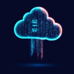 digital cloud neon binary data stream concept, cloud computing ,data
