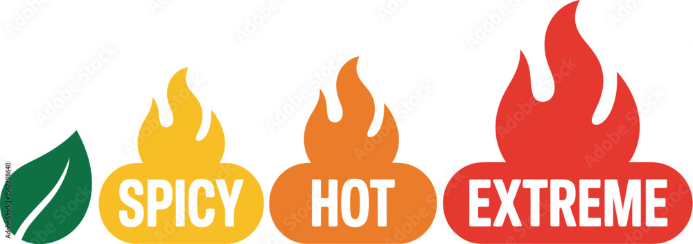 Spicy heat level chart hot extreme indicator food scale pepper flavor ...
