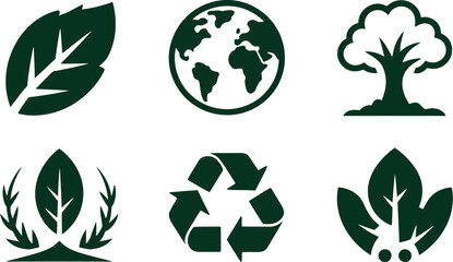 vector ecology icons set environment nature earth leaf recycle tree organic eco friendly design