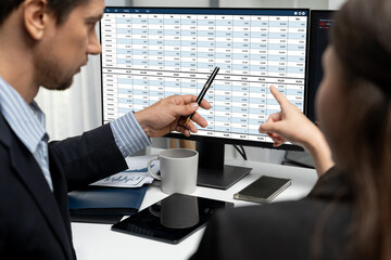 Wall Mural - accounting software on computer screen showing financial statement spreadsheets and account balance 