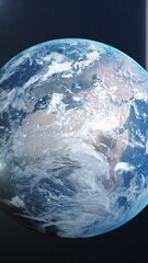Wall Mural - animation of glowing light trails over globe on blue background
