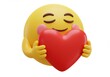 © Shahanara 1.0 - A yellow emoji character hugs a red heart isolated on white background