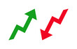 © Hasan_Sumon - Trend or Green upward and red downward arrows representing growth decline financial trend market movement business success loss investment economics strategy direction change