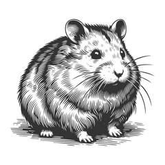 Wall Mural - hamster sketch engraving generative ai vector illustration. scratch board imitation. black and white